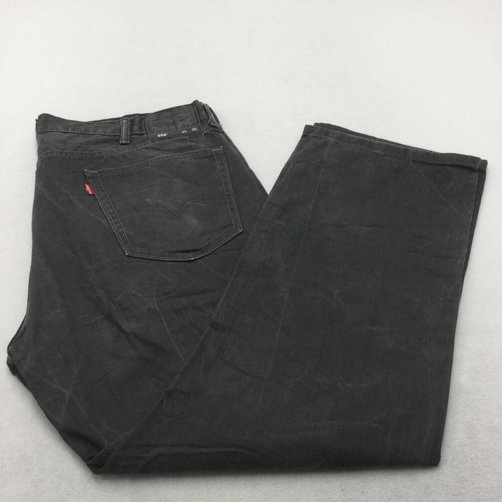 Levis 559 Jeans Mens 40x30 Gray Charcoal Wash Relaxed Straight Denim Zip Fly